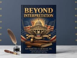 Beyond Interpretation by Kenneth Carnesi Sr. displayed with a quill, ink bottle, and pen.