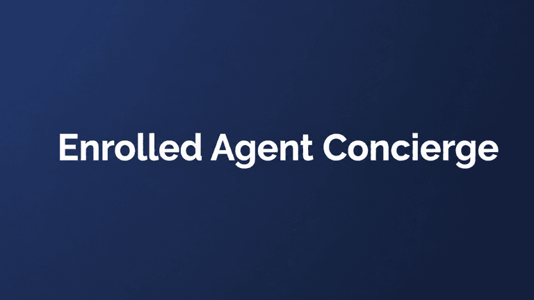 Text graphic displaying "Enrolled Agent Concierge" on a gradient background