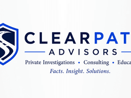 Logo for ClearPath Advisors with a shield icon and text highlighting services offered