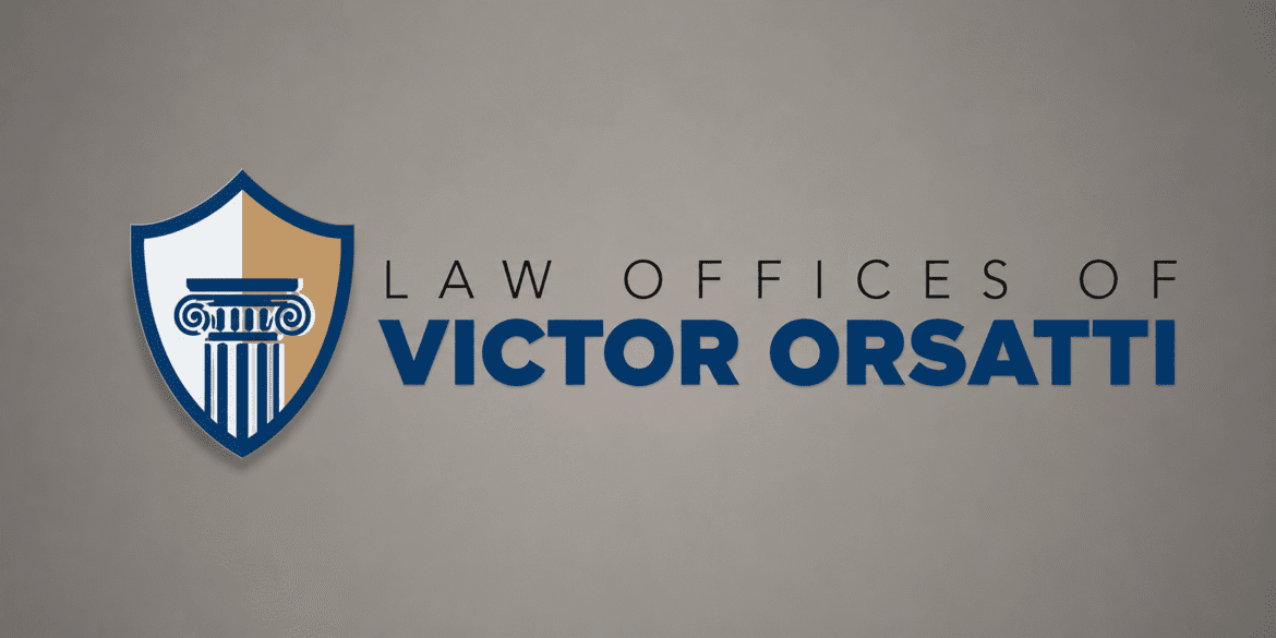 Law firm logo with shield, courthouse column icon, and “Law Offices of Victor Orsatti” text.