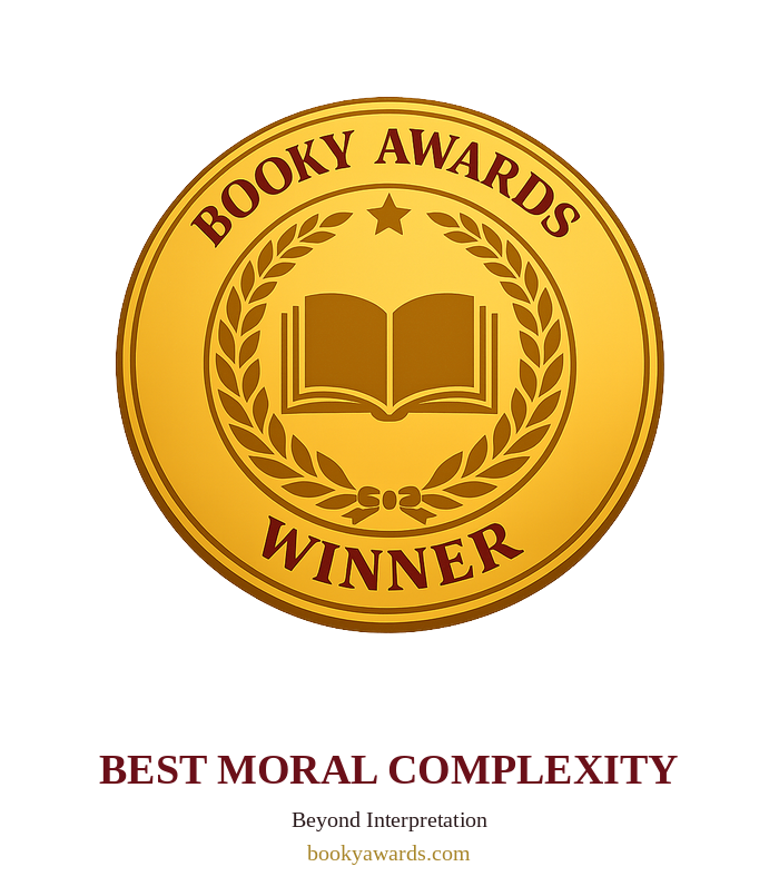 Booky Awards Winner badge recognizing Beyond Interpretation for Best Moral Complexity.